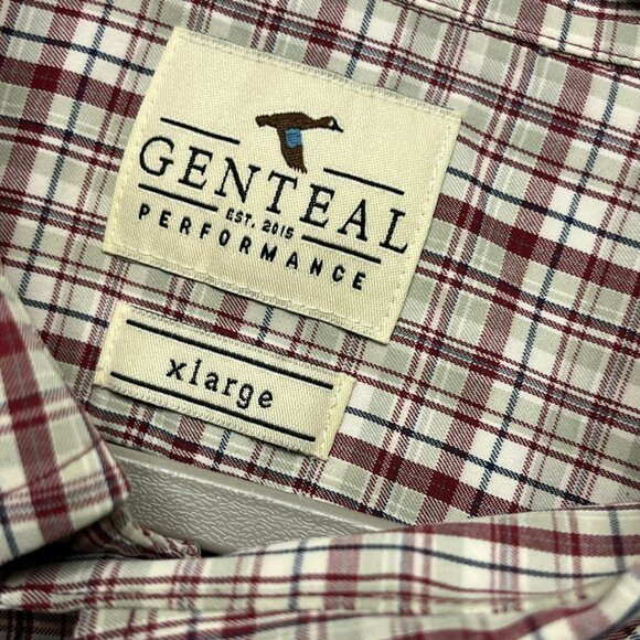 GENTEAL Mens Button Down Shirt Large Performance Sport Plaid Outdoor Stretch - Picture 5 of 6